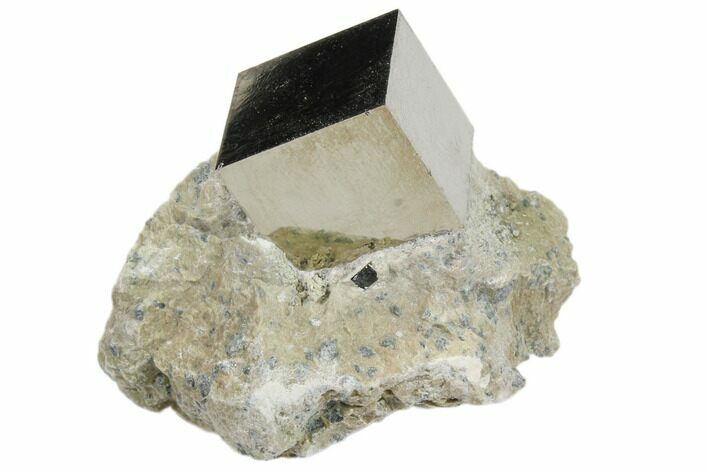 Natural Pyrite Cube In Rock From Spain #82072